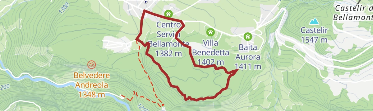 Route map: Walk in the woods near Bellamonte village
